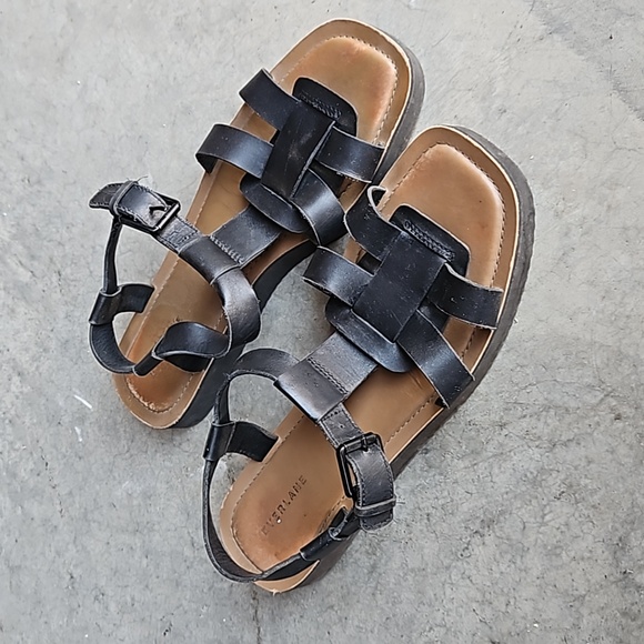 Everlane Leather Black Gladiator Fisherman Sandals 11 - Picture 1 of 3